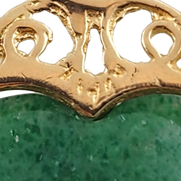 14 Karat Yellow Gold Green Marbleized Heart Stone Pendant #19396 - Picture 5 of 7